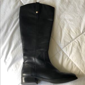 Black leather riding boots